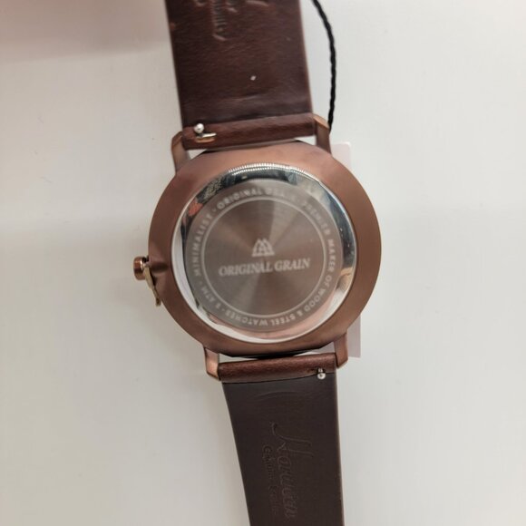 New Original Grain Men Watch Whiskey Espresso Minimalist 40mm Italian Leather - Picture 6 of 16
